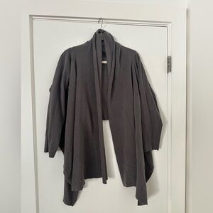 Princesse Tam Tam Grey Draped Open Front Cardigan Sweater One Size